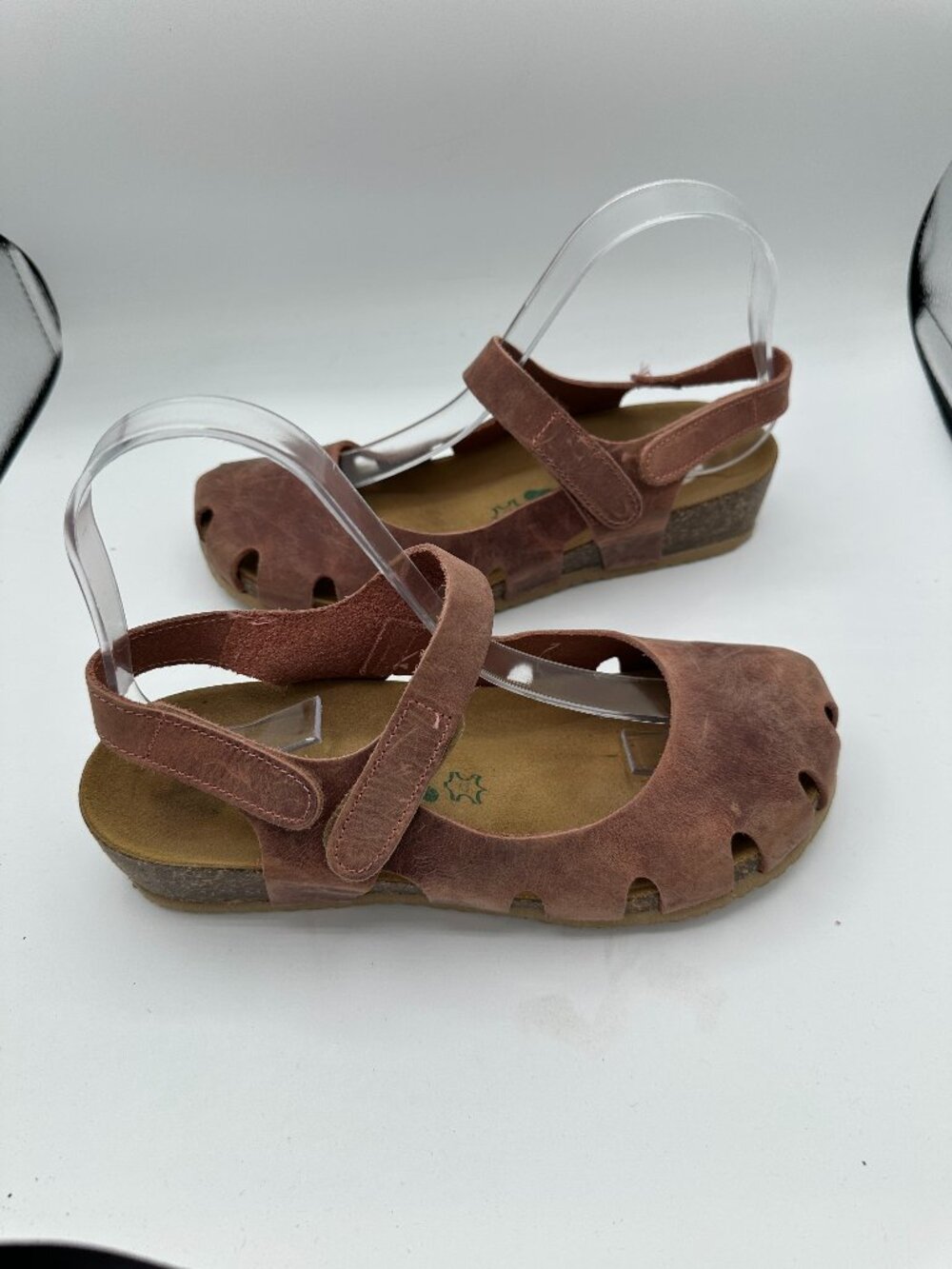 BioNatura Mary Jane Women's 38 (US 7) Distressed Pink Leather Slingback Sandals